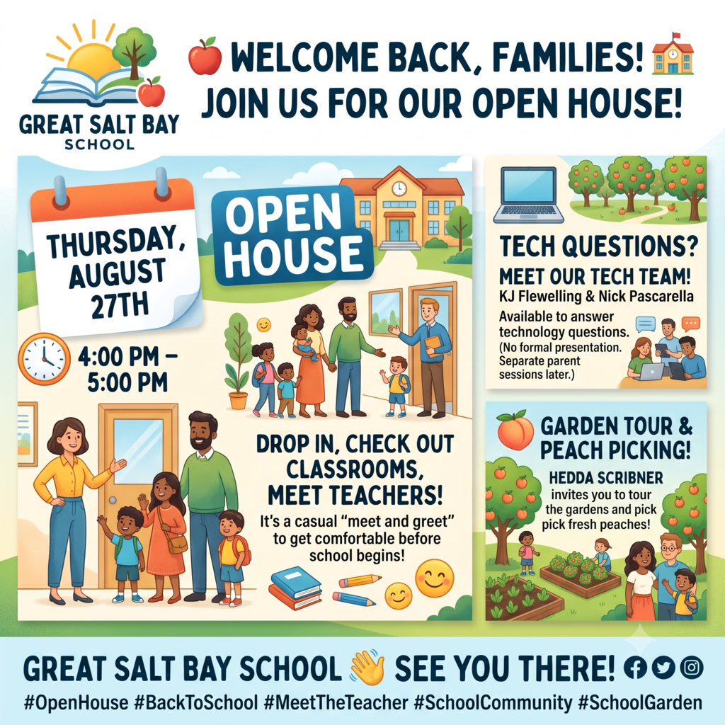 GSB Open House Thursday August 27th 5:00-6:00 PM