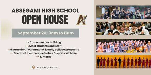 AHS Open house is 9/20 from 9-11
