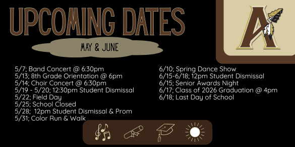 dates listed for may and june