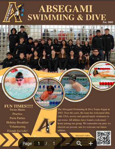 swimming and diving flyer with details