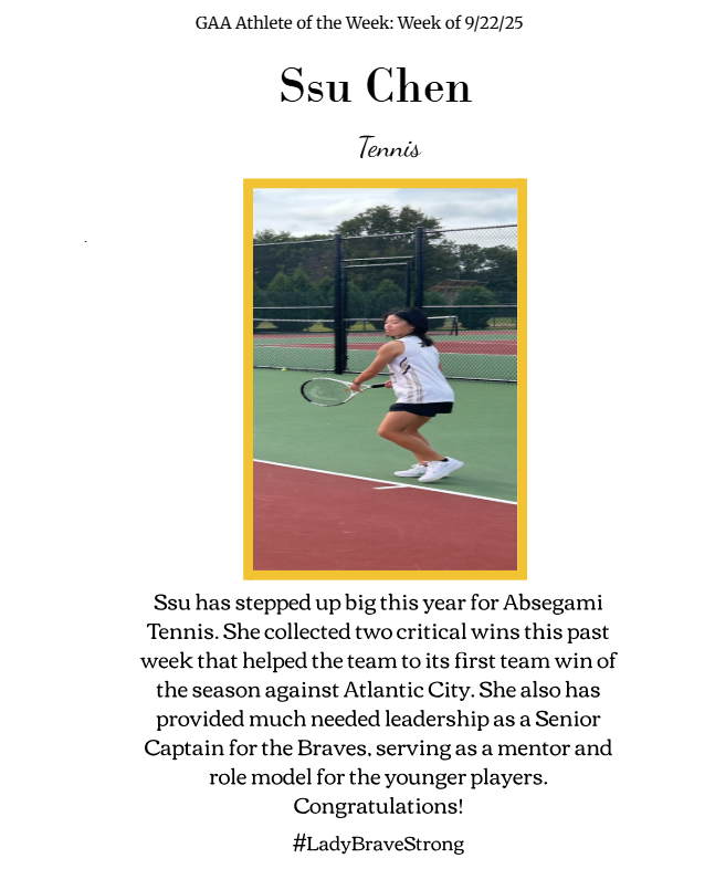 gaa athlete of the week is  Ssu Chen for Tennis