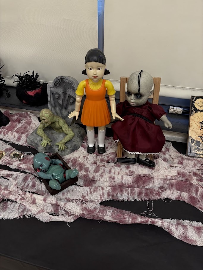 creepy dolls on counter