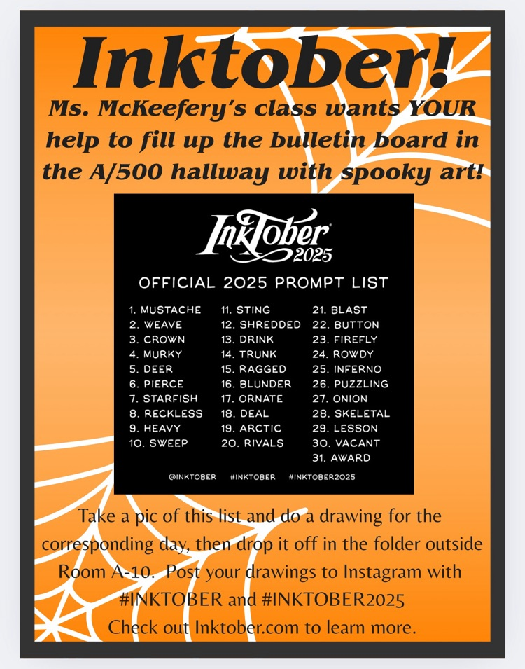 art is doing inktober and wants your designs 