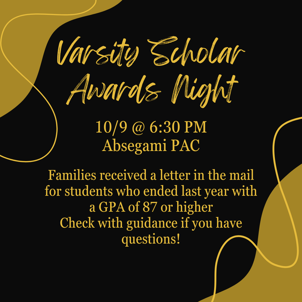 Varsity Scholars Award Night is 10/9 in pac