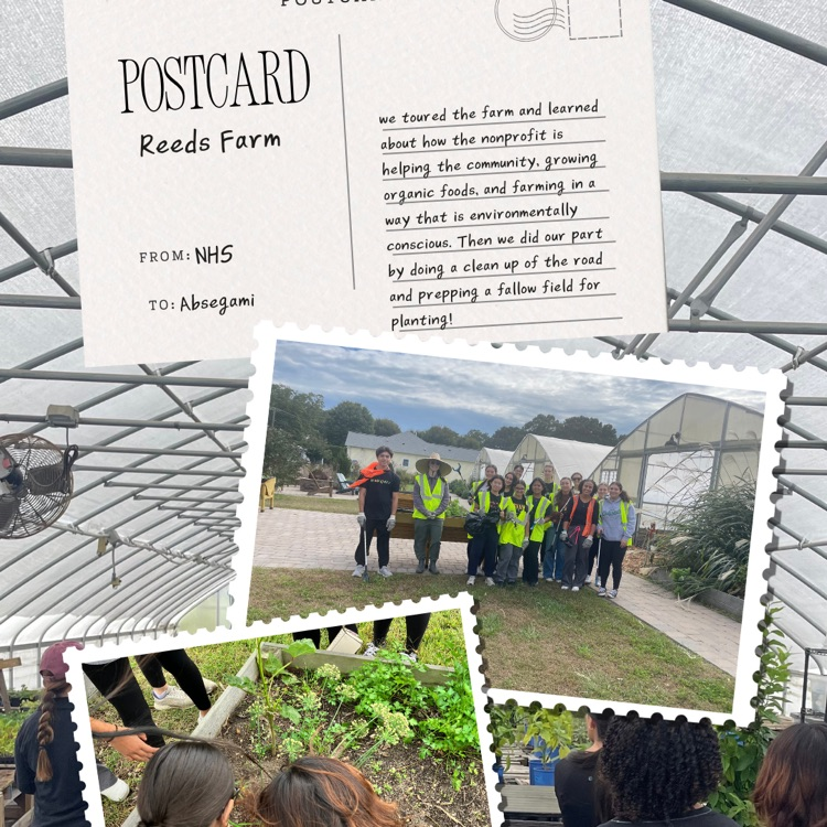 NHS students volunteer at Reed’s farm .