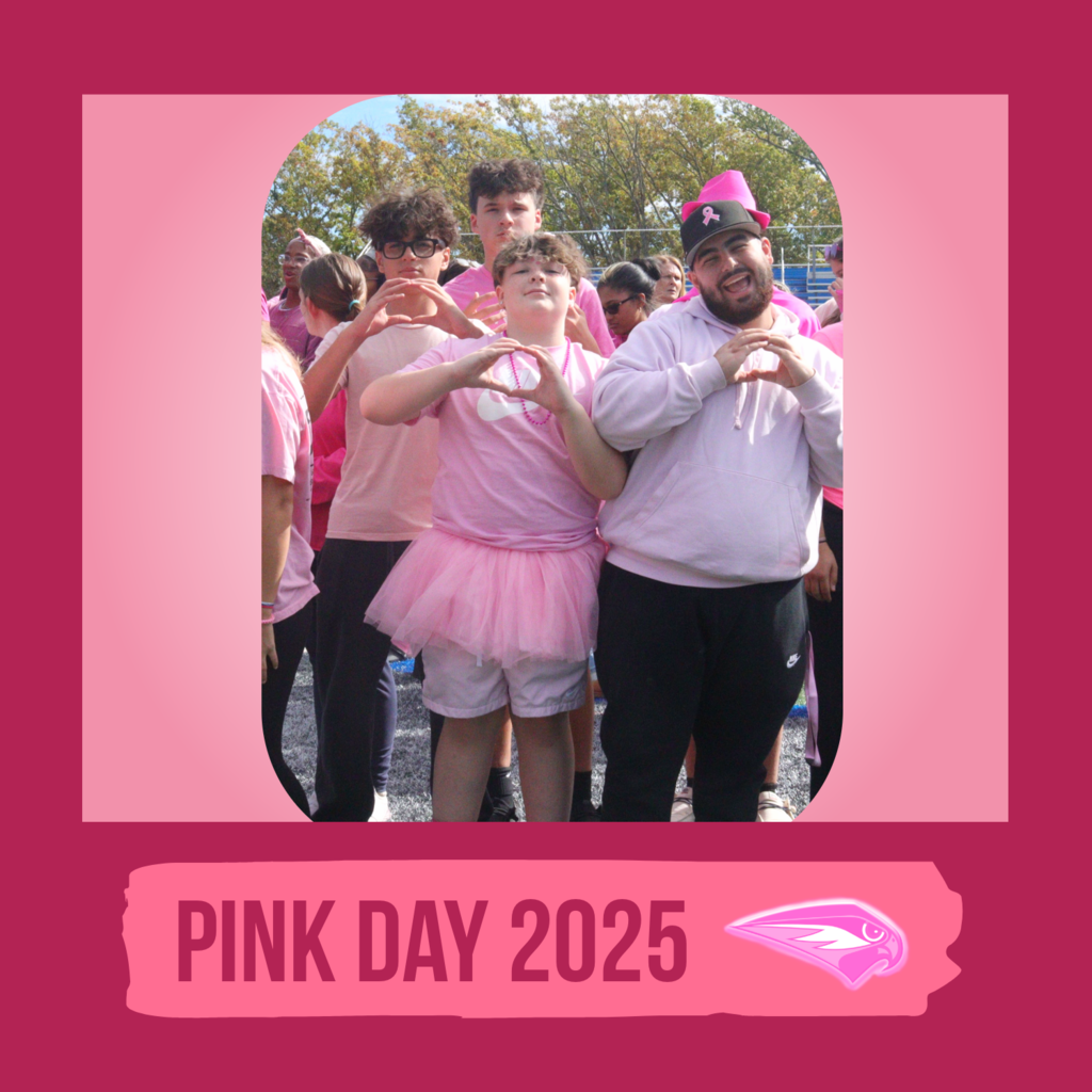 On October 17th, students and staff came together for a group photo on the football field dressed in pink to show their support in raising awareness for breast cancer and treatment. Additionally, staff participated in a denim day to raise funds to be donated to the MetaVivor Metastatic research foundation. Photos by: Jamie Chiao, Malik Hughes & Gio Archundia