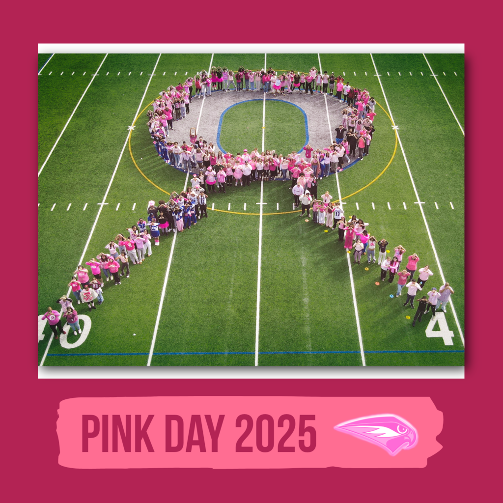 On October 17th, students and staff came together for a group photo on the football field dressed in pink to show their support in raising awareness for breast cancer and treatment. Additionally, staff participated in a denim day to raise funds to be donated to the MetaVivor Metastatic research foundation. Photos by: Jamie Chiao, Malik Hughes & Gio Archundia