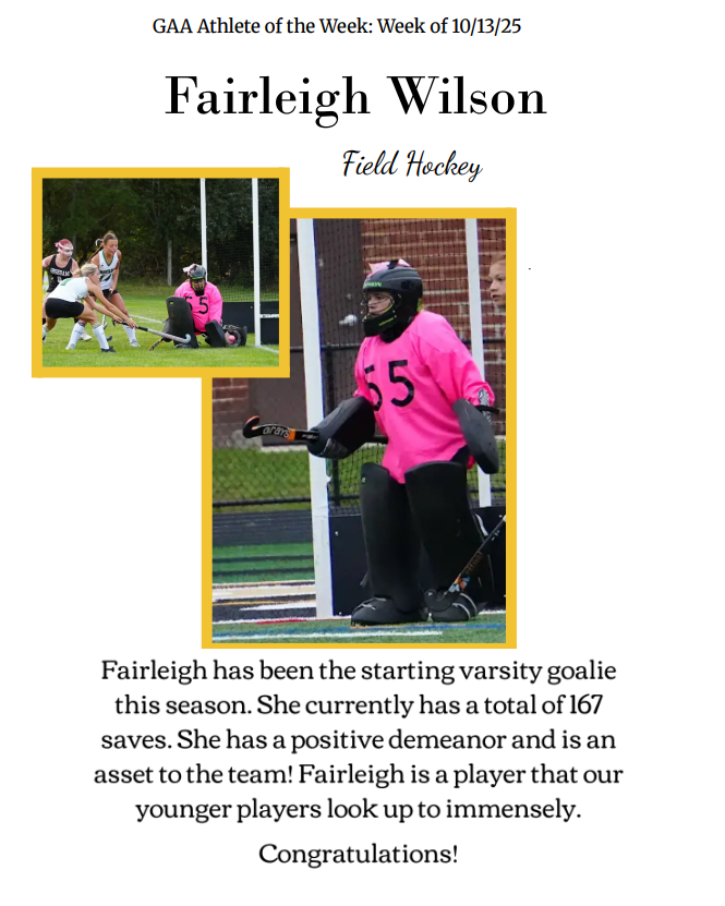 Fairleigh Wilson standing in the goal wearing a pink 55 jersey. 