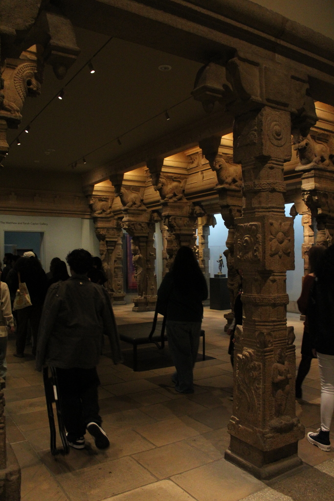 Walking through replica of a temple