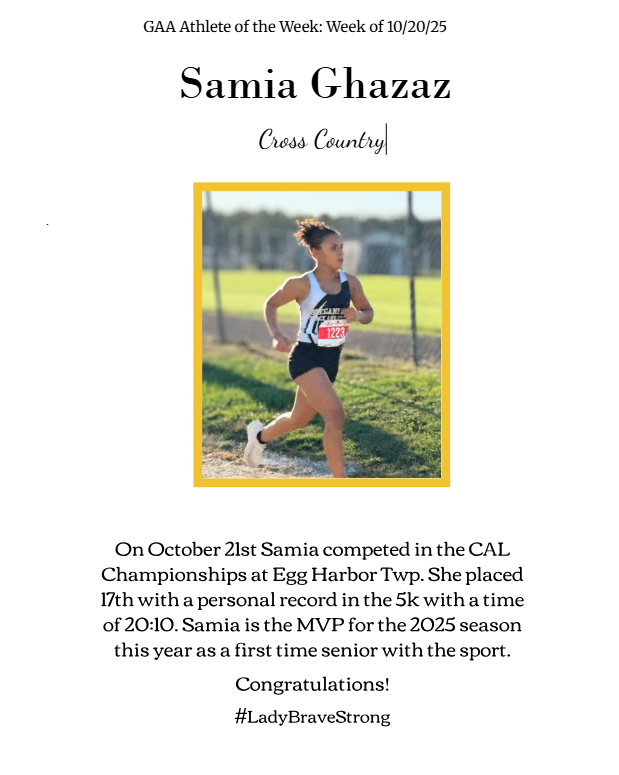 girl running in a race with the title of athlete of week banner.