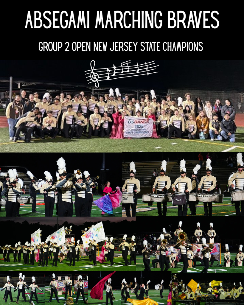 ahs band collage with image of them winning state champs