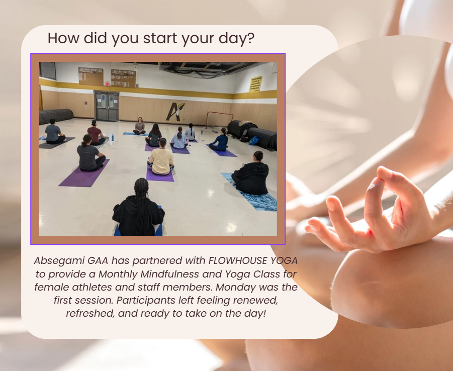 image of yoga participants and caption 