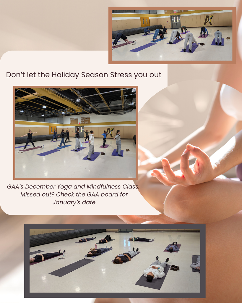 GAA Yoga and Mindfulness Class - group of students and staff doing yoga