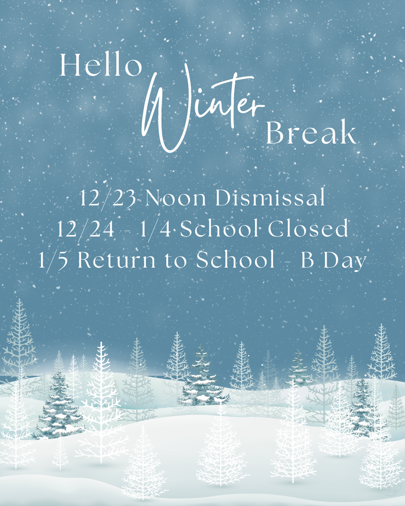 winter break dates with snowy background