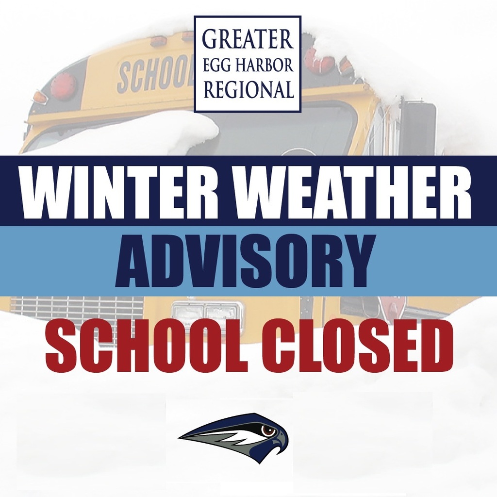 Graphic with a school bus in the background. Text reads "Winter Weather Advisory: School Closed".