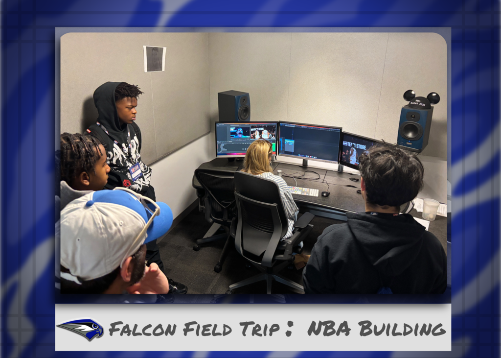 Students enrolled in the Digital Communications magnet program and media classes were joined by students in Sports Management classes as they visited NBA headquarters to see what goes on behind the scenes of the broadcast of a live basketball game. Students in Mr. Thomas and Mr. Wise's classes were able to meet with professionals working in the associated industries as well as Oakcrest alumni and current employee Alana Conti, who arranged the visit for Oakcrest.
