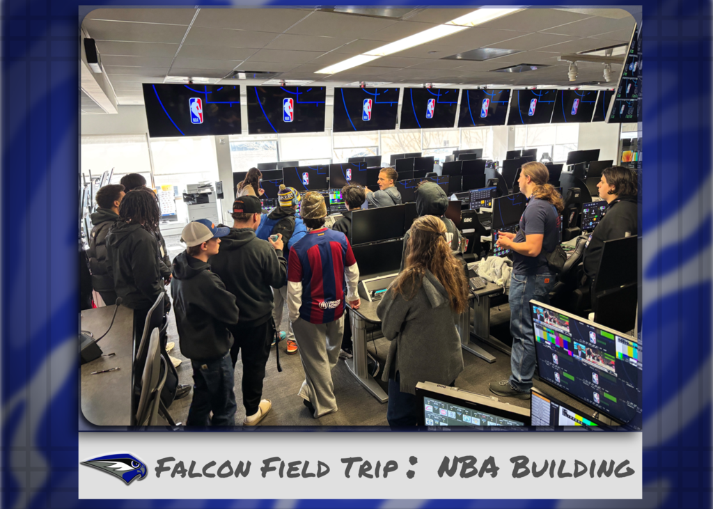 Students enrolled in the Digital Communications magnet program and media classes were joined by students in Sports Management classes as they visited NBA headquarters to see what goes on behind the scenes of the broadcast of a live basketball game. Students in Mr. Thomas and Mr. Wise's classes were able to meet with professionals working in the associated industries as well as Oakcrest alumni and current employee Alana Conti, who arranged the visit for Oakcrest.