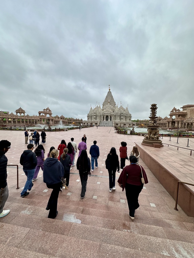 Group of students in front of a temple