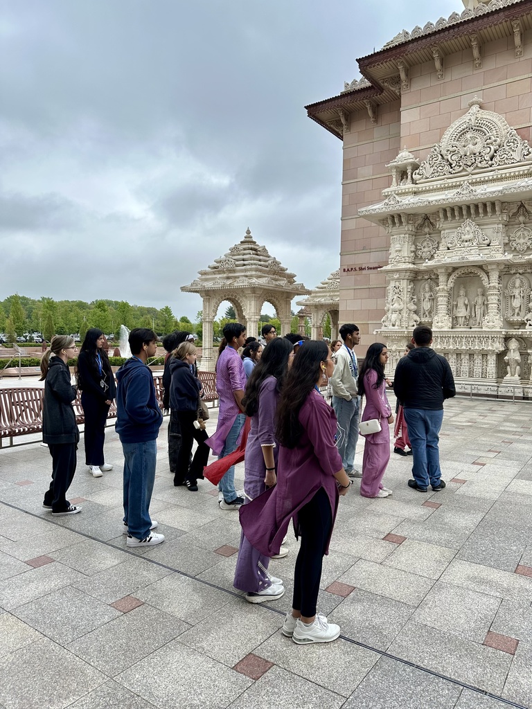 Group of students in front of a temple