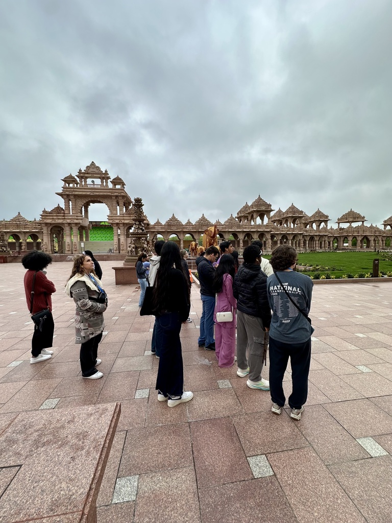 Group of students in front of a temple