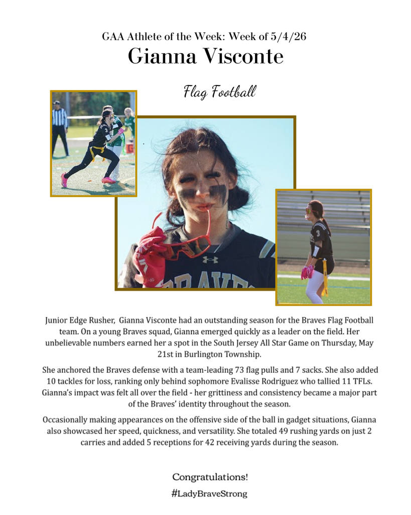 A page shows a photo collage of a woman in a football uniform with text about Gianna Visconte.
