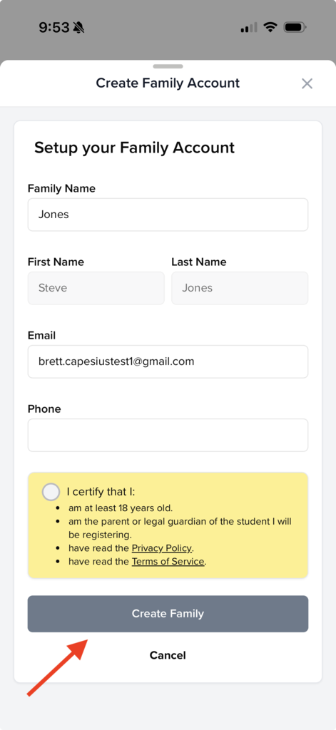 Registration info