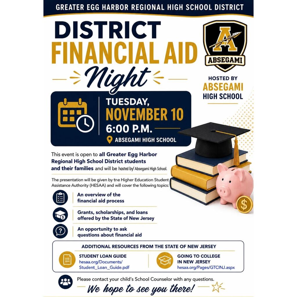 District Financial Aid Night @ Absegami- 11/10 @ 6pm