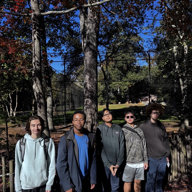 Students in front of the Lion habitat