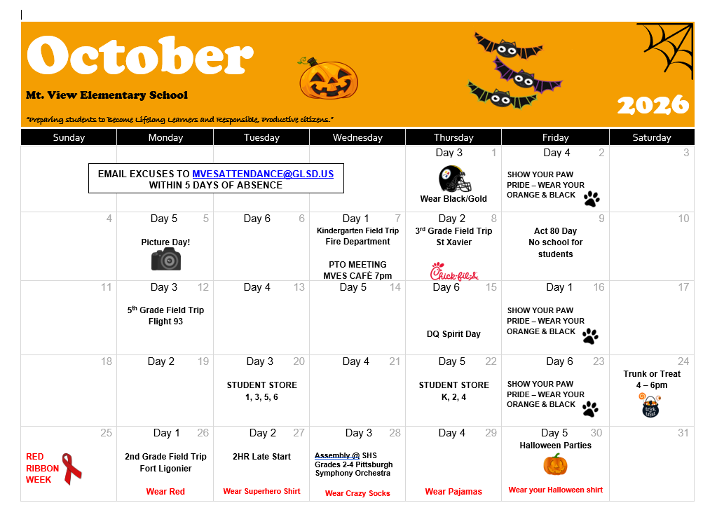 October 2026 Calendar