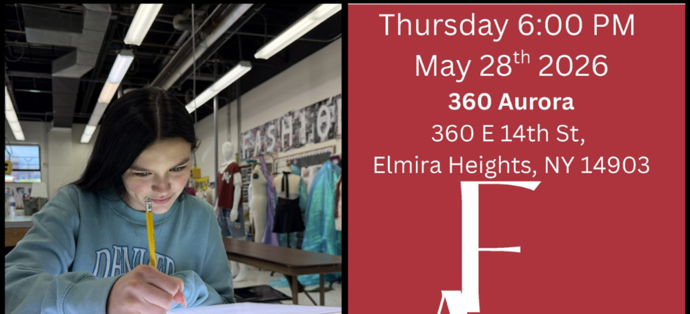Student preparing for fashion show on May 28 at 6pm at 360 E 14th St, Elmira Heights.