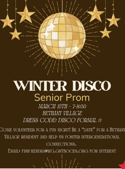 Students are looking for volunteers to help make their Winter Disco project a success. 