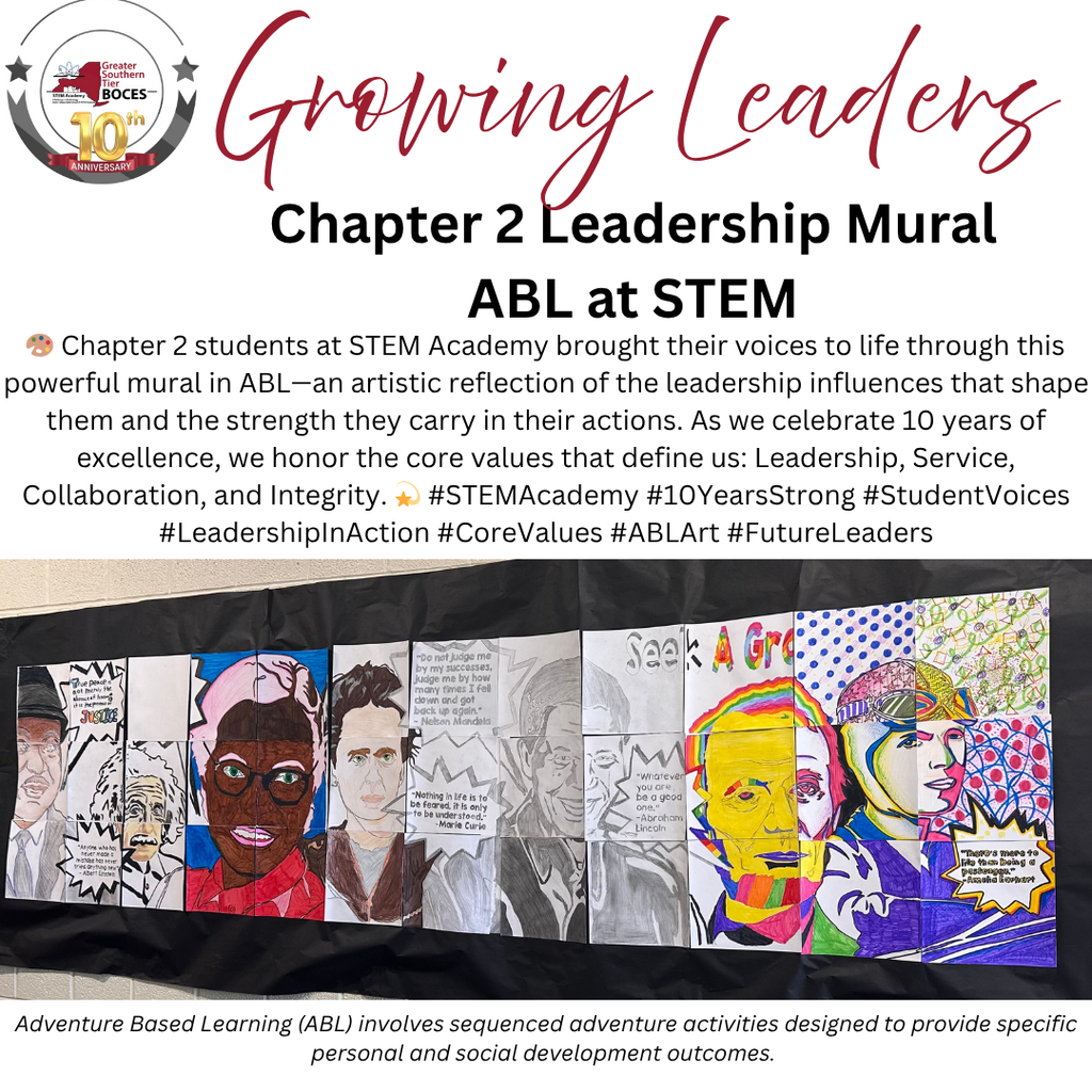 STEM Academy students in chapter 2 created this mural in ABL as a reflection of their leadership influences and the power they possess in their voice and actions.