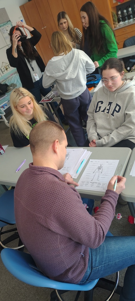 Can School Counselor Mr. Bishop label the bones of the human body correctly, or will our New Visions Health Careers Exploration students have to give him a hand?