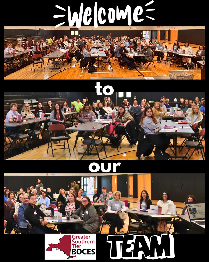 Gym filled with new employees and their supervisors, sitting at a variety of tables listening to the speaker.