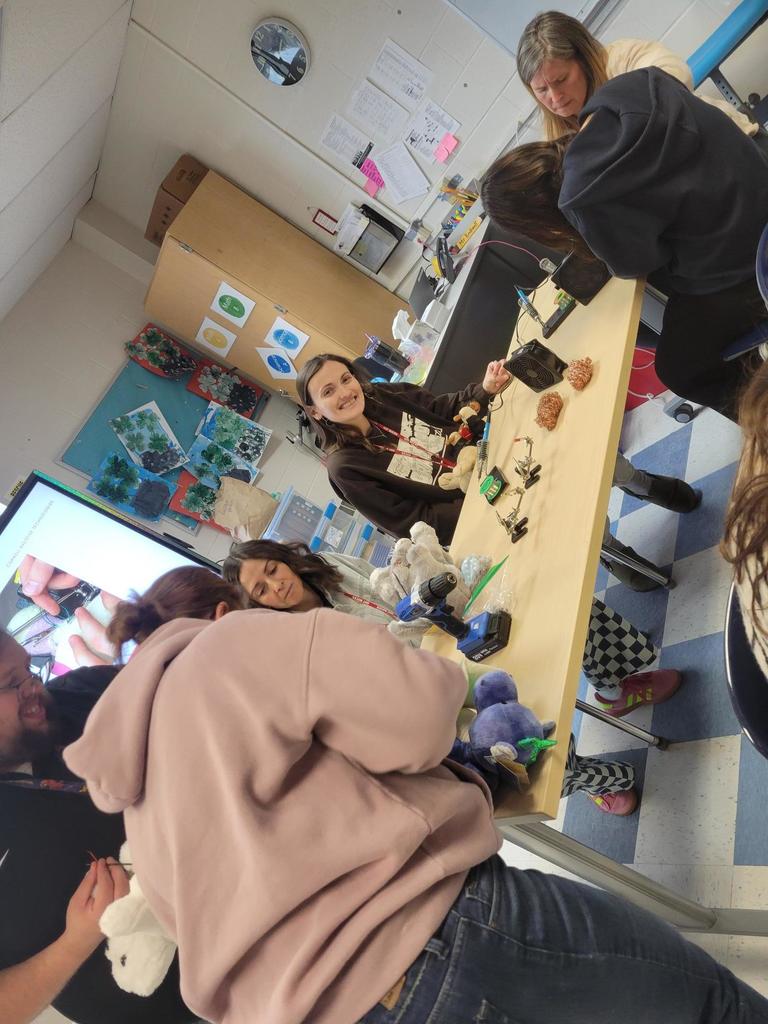 A room full of instructional professionals learning more about adaptive toys.