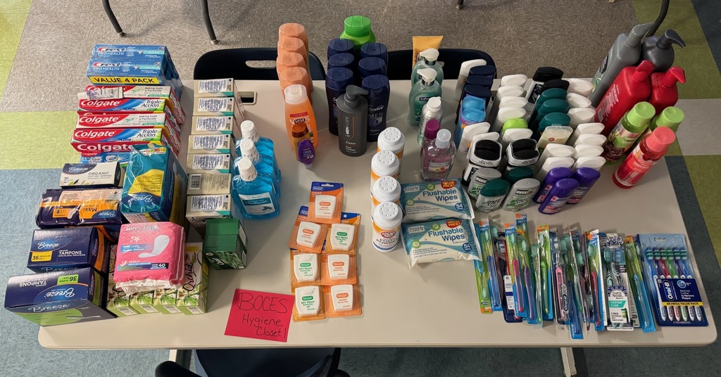 Hygiene products on a table