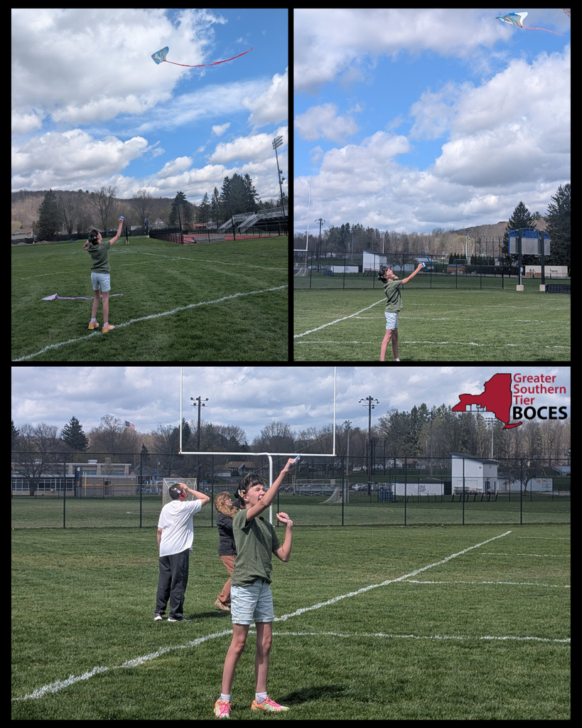 Students flying kites
