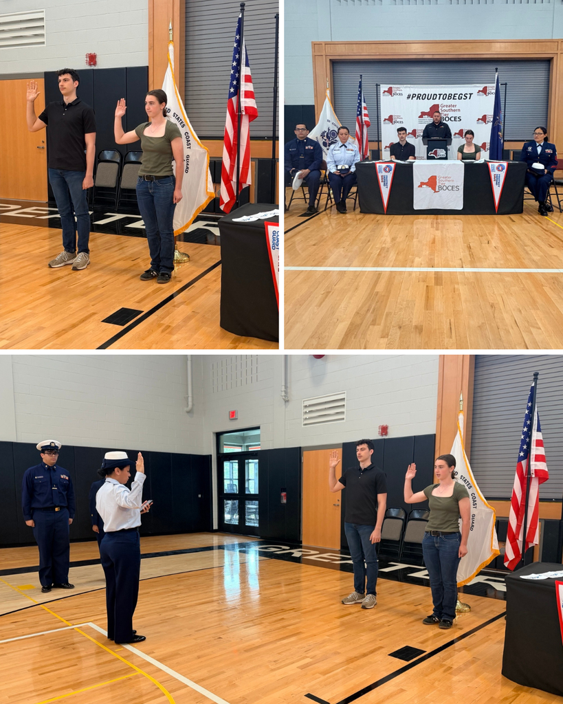 Two Criminal Justice students being sworn into the United States Coast Guard.