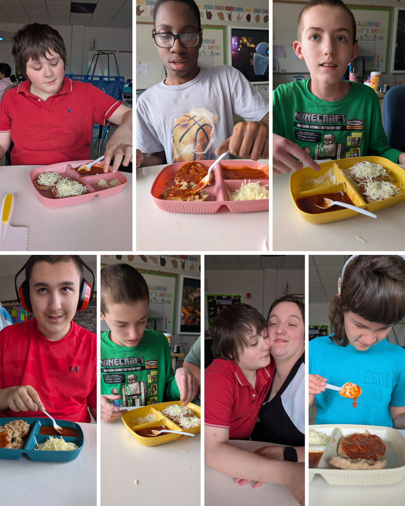 Portraits of students trying the food they made.