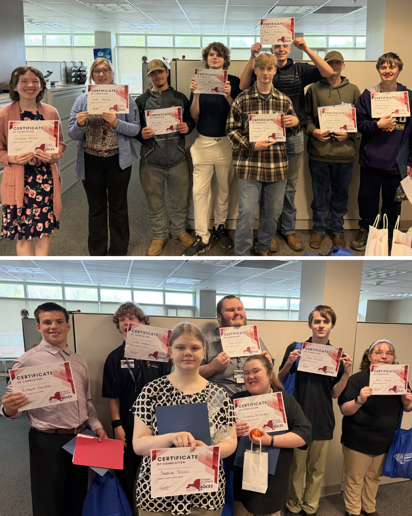 Group photos of students holding their certificates