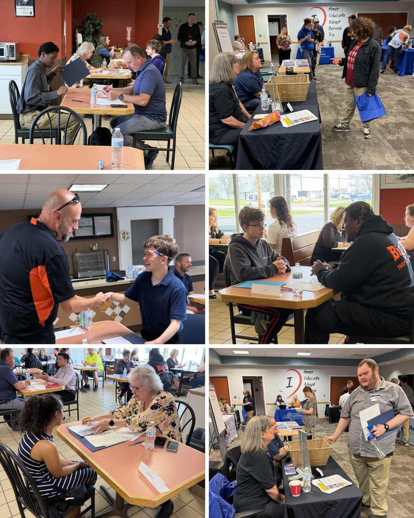 Students engaging in conversations with adults