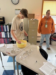 Student working at a table