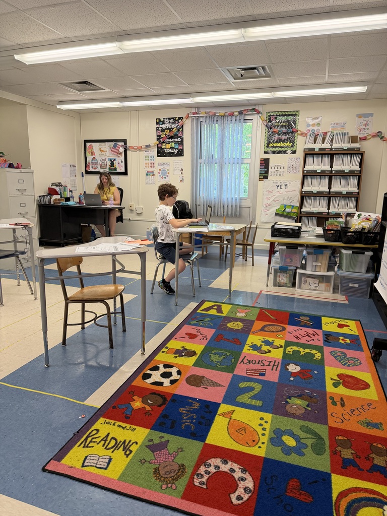 Student sitting at desk with teacher in background at desk.
