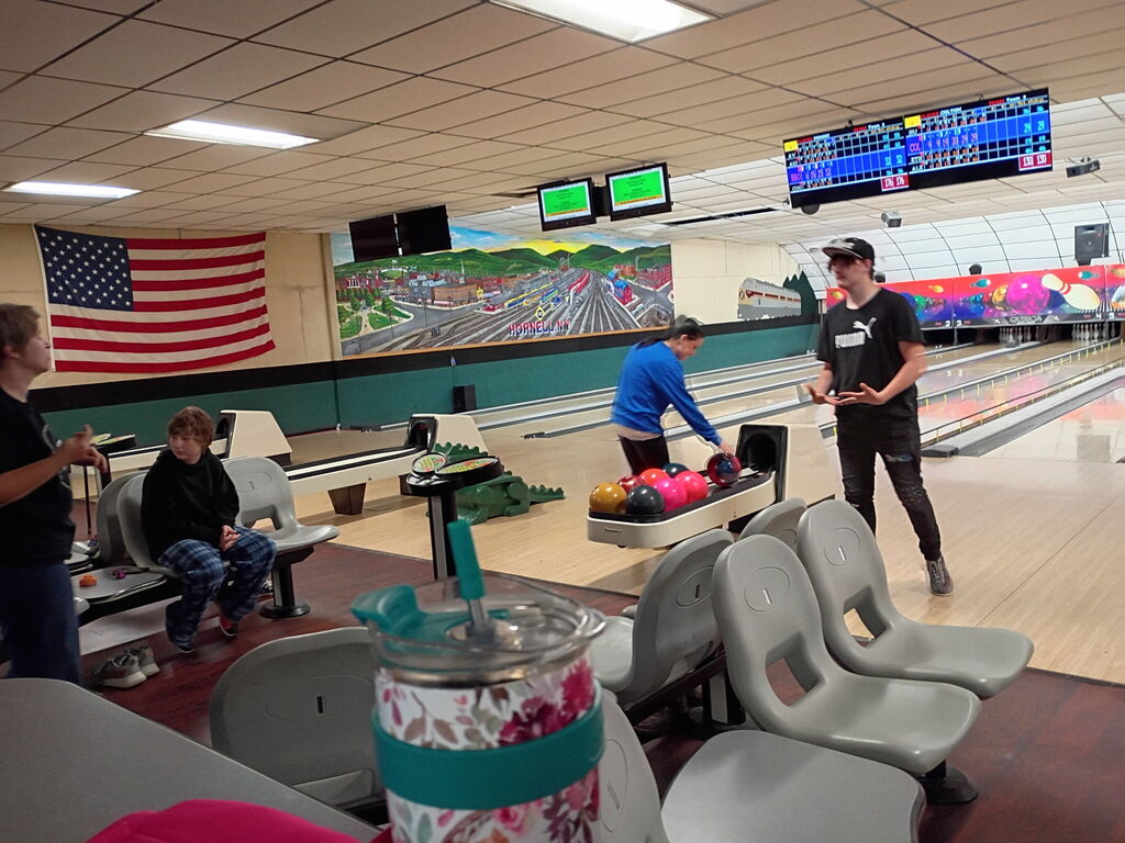 students bowling