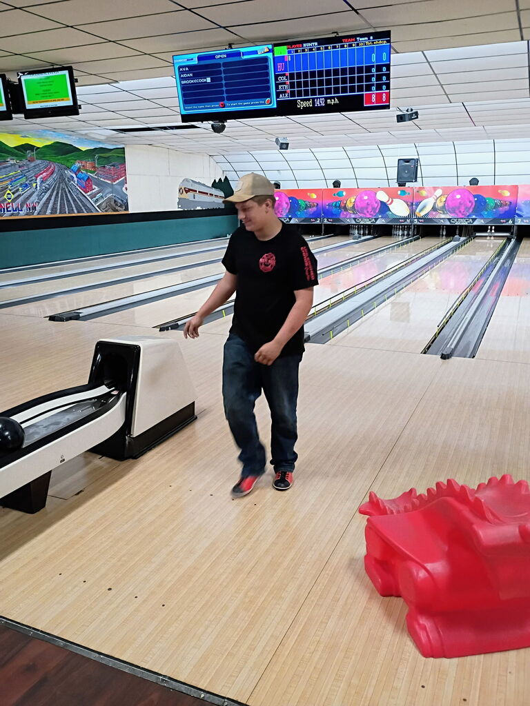 a student bowling