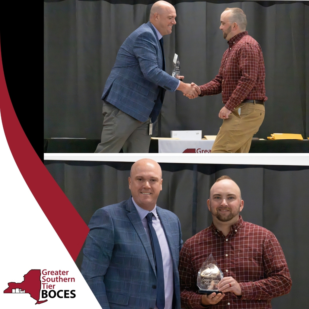 Image of Devin Gwinner  after being inducted into the GST BOCES CTE Hall of Fame 