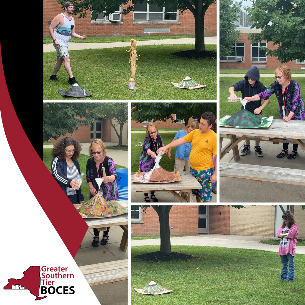 Image of Ms. Loven's class creating and experimenting with volcanoes