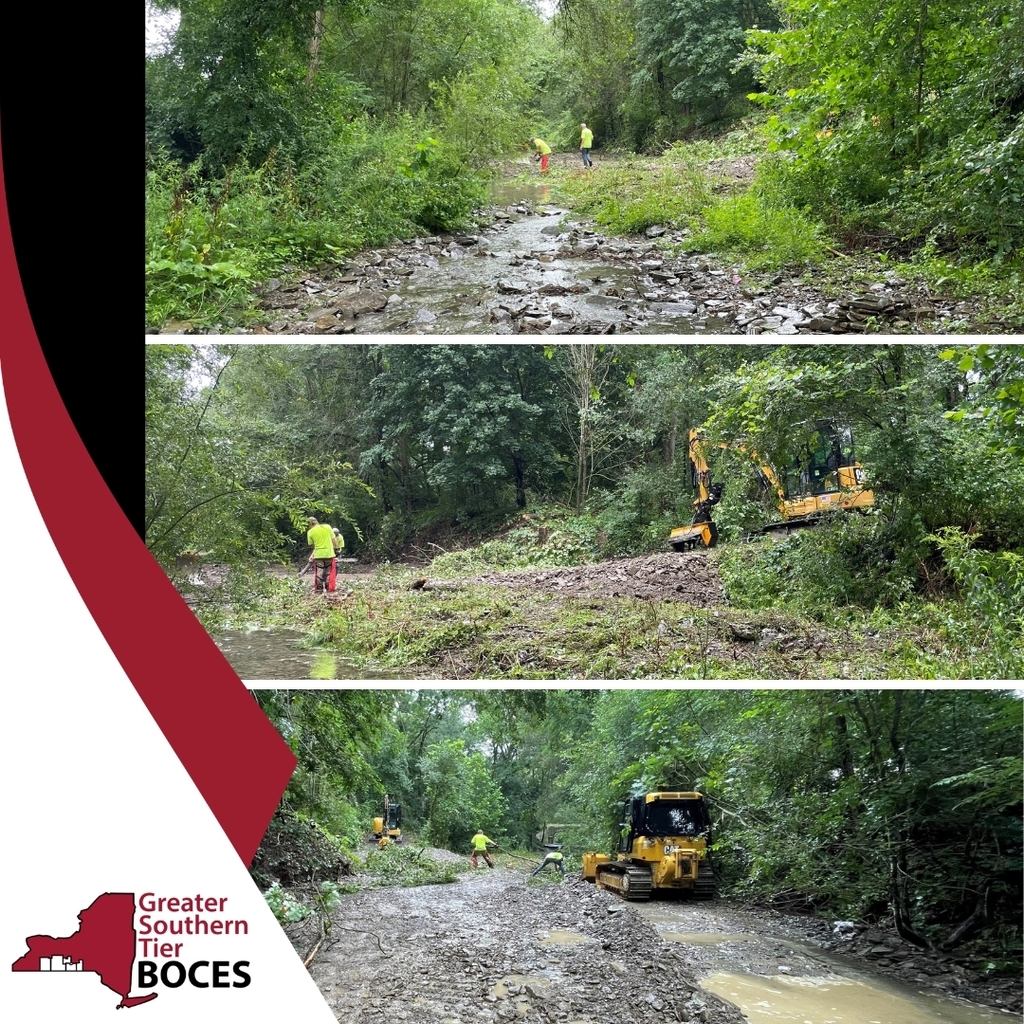 Images of GST BOCES conservation students working with the Town of Big Flats during summer 2026