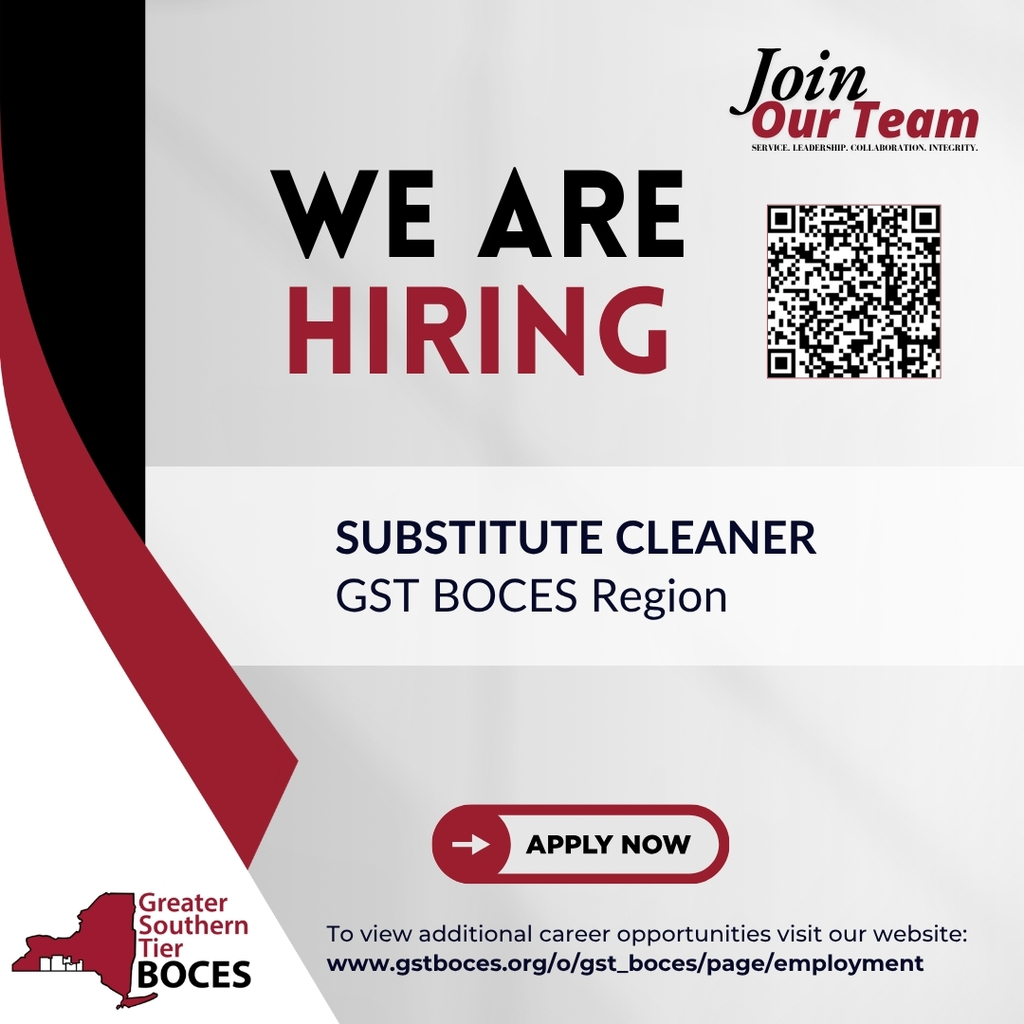Image of a hiring post for a Substitute Cleaner Position for GST BOCES