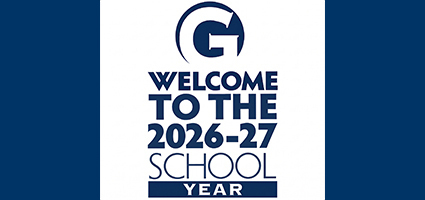 Blue and white sign that says welcome to the 2026-27 school year
